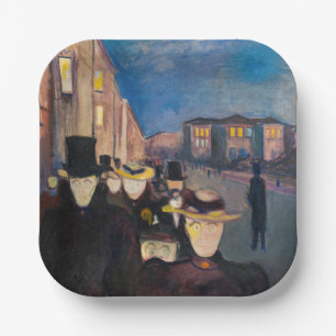 Edvard Munch - Evening op Karl Johan Street Papieren Bordje