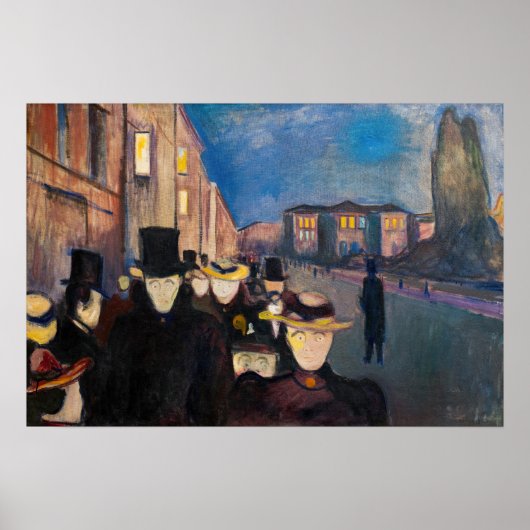 Edvard Munch - Evening op Karl Johan Street Poster (Voorkant)