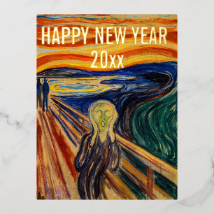 Edvard Munch - Gelukkig Nieuwjaar uit de roos Folie Feestdagen Briefkaart