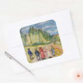 Edvard Munch - Het sprookjesbos Vierkante Sticker (Envelop)