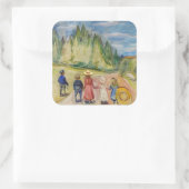 Edvard Munch - Het sprookjesbos Vierkante Sticker (Tas)