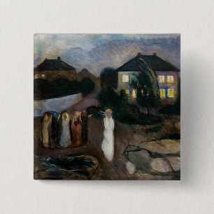 Edvard Munch - Het Storm Vierkante Button 5,1 Cm