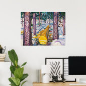 Edvard Munch is het gele log Poster (Thuiskantoor)