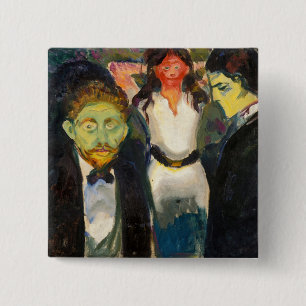 Edvard Munch - Jealousy Vierkante Button 5,1 Cm