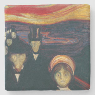 Edvard Munch Klassiek schilderij, Angst (1894) Stenen Onderzetter