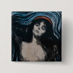 Edvard Munch - Madonna Lithografie Vierkante Button 5,1 Cm