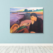 Edvard Munch - Melancholy 1894 Canvas Afdruk (Insitu (Houten vloer))