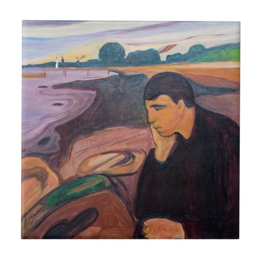 Edvard Munch - Melancholy 1894 Tegeltje (Voorkant)