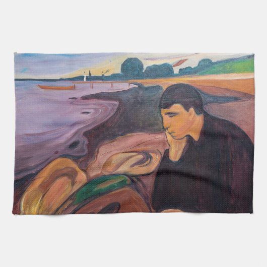Edvard Munch - Melancholy 1894 Theedoek (Horizontaal)