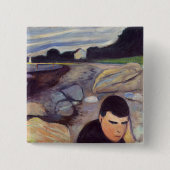 Edvard Munch - Melancholy Vierkante Button 5,1 Cm (Voorkant)
