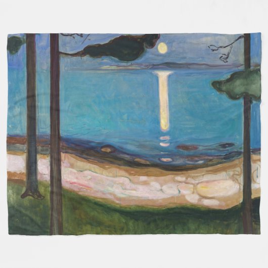 Edvard Munch - Moonlight Fleece Deken (Voorkant (Horizontaal))