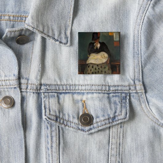 Edvard Munch - Overerving Vierkante Button 5,1 Cm (In situ)