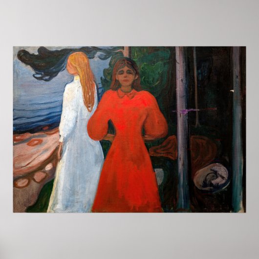 Edvard Munch - Rood en Wit Poster (Voorkant)