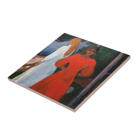 Edvard Munch - Rood en Wit Tegeltje (Zijkant)