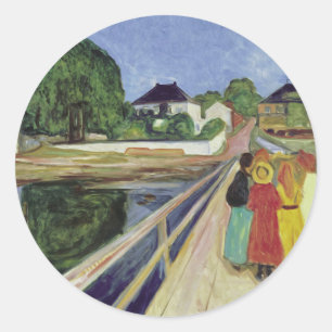 Edvard Munch Schilderen Meisjes op de Brug (c 1902 Ronde Sticker