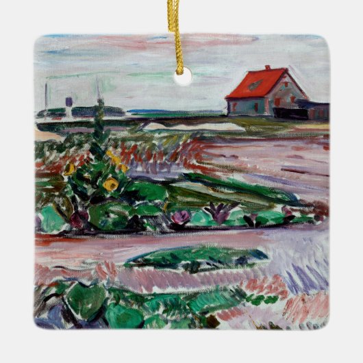Edvard Munch - Seashore. Landschap bij Lubeck Keramisch Ornament (Voorkant)
