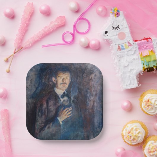 Edvard Munch - Self-Portret met Sigarette Papieren Bordje (Feest)