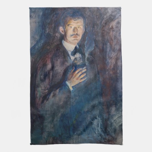 Edvard Munch - Self-Portret met Sigarette Theedoek (Verticaal)
