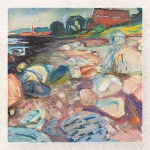 Edvard Munch - Shore met Red House Glazen Onderzetter