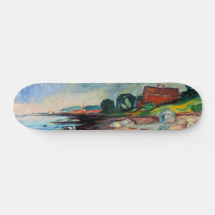 Edvard Munch - Shore met Red House Skateboard