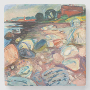 Edvard Munch - Shore met Red House Stenen Onderzetter