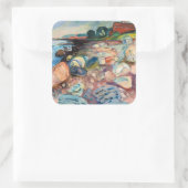 Edvard Munch - Shore met Red House Vierkante Sticker (Tas)