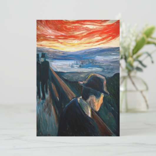 Edvard Munch - Sick Mood op zonsondergang, wanhoop Bedankkaart (Staand voorkant)