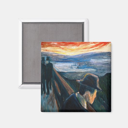 Edvard Munch - Sick Mood op zonsondergang, wanhoop Magneet (Voorkant / Achterkant)