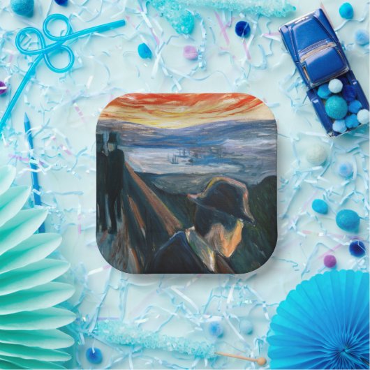 Edvard Munch - Sick Mood op zonsondergang, wanhoop Papieren Bordje (Feest)