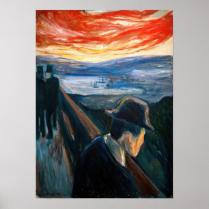 Edvard Munch - Sick Mood op zonsondergang, wanhoop Poster