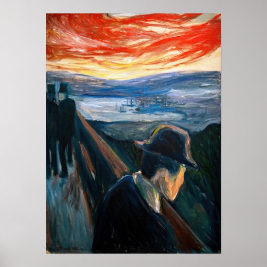 Edvard Munch - Sick Mood op zonsondergang, wanhoop Poster (Voorkant)