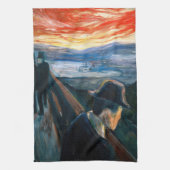 Edvard Munch - Sick Mood op zonsondergang, wanhoop Theedoek (Verticaal)