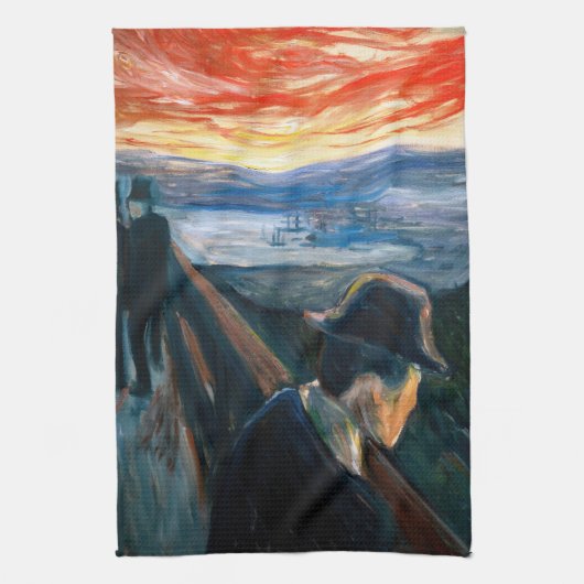 Edvard Munch - Sick Mood op zonsondergang, wanhoop Theedoek (Verticaal)