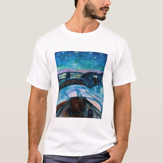 Edvard Munch - Sterrennacht 1922 T-shirt (Voorkant)