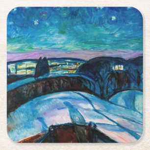 Edvard Munch - Sterrennacht 1922 Vierkante Kartonnen Onderzetter