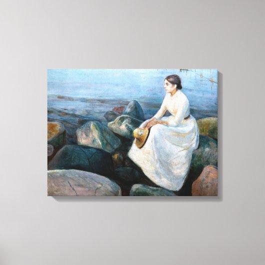 Edvard Munch - Summer Night, Inger on the Beach Canvas Afdruk (Voorkant)