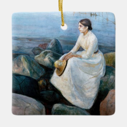 Edvard Munch - Summer Night, Inger on the Beach Keramisch Ornament (Voorkant)
