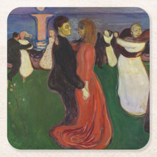 Edvard Munch - The Dance of Life Vierkante Kartonnen Onderzetter