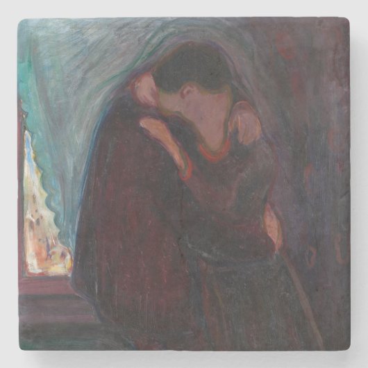 Edvard Munch - The Kiss Stenen Onderzetter (Voorkant)