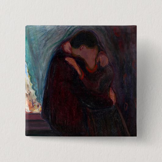 Edvard Munch - The Kiss Vierkante Button 5,1 Cm (Voorkant)