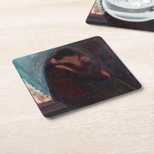 Edvard Munch - The Kiss Vierkante Kartonnen Onderzetter (Schuin)