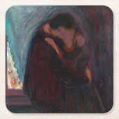 Edvard Munch - The Kiss Vierkante Kartonnen Onderzetter (Voorkant)