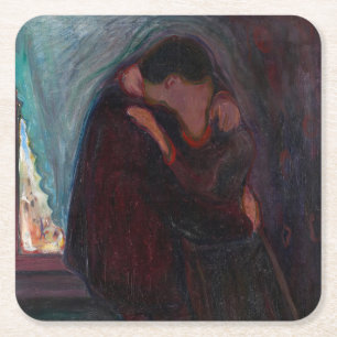 Edvard Munch - The Kiss Vierkante Kartonnen Onderzetter