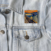 Edvard Munch - The Scream 1893 Vierkante Button 5,1 Cm (In situ)