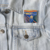 Edvard Munch - The Scream 1895 Vierkante Button 5,1 Cm (In situ)