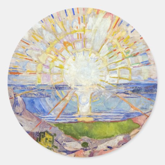 Edvard Munch - The Sun 1911 Ronde Sticker (Voorkant)