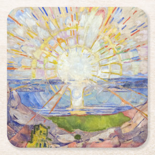 Edvard Munch - The Sun 1911 Vierkante Kartonnen Onderzetter