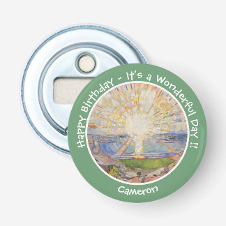 Edvard Munch The Sun (Solen) - Zonsopgang Feestart Button Flesopener