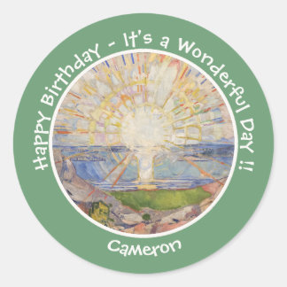 Edvard Munch The Sun (Solen) - Zonsopgang Feestart Ronde Sticker