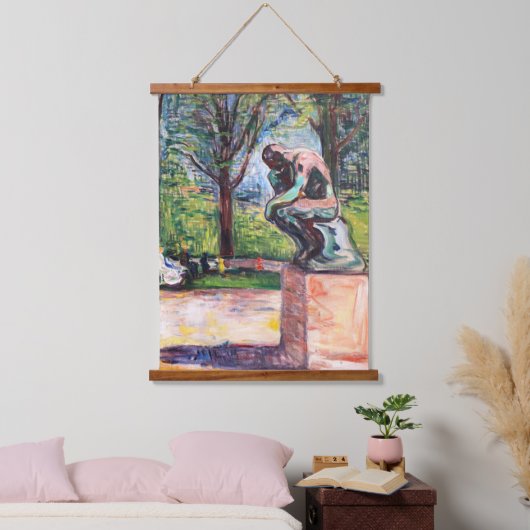 Edvard Munch - The Thinker by Rodin Hangend Wandkleed (Slaapkamer)